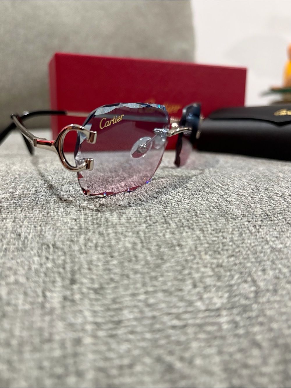 Cartier Gradient Blue-Pink Rimless Sunglasses - Picture 9 of 11